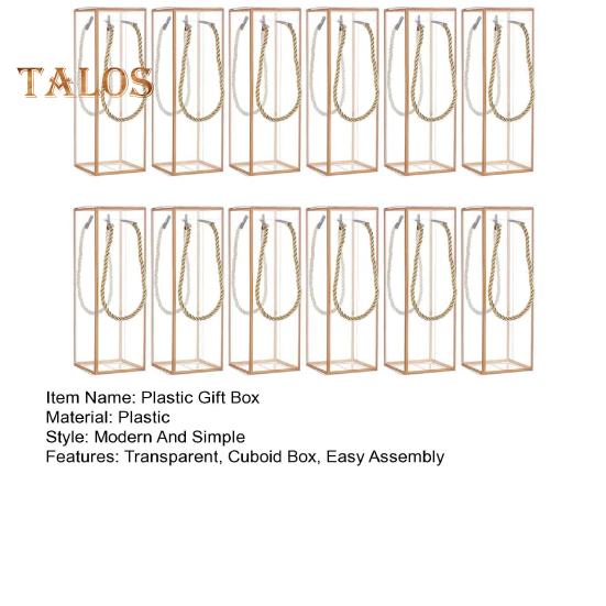 12 Pcs Clear Plastic Gift Box Transparent Cuboid Candy Box with Golden Borders And Cord Party Favor Wrapping Box for Bridal Gift Treats