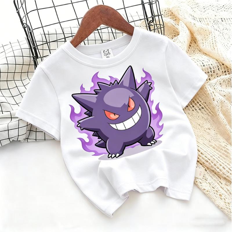Cute Pokémon T-shirts for Kids Anime and Game Cartoon Pure Cotton, Pikachu T-shirts for Boys and Girls Casual Street Style Tops. 150