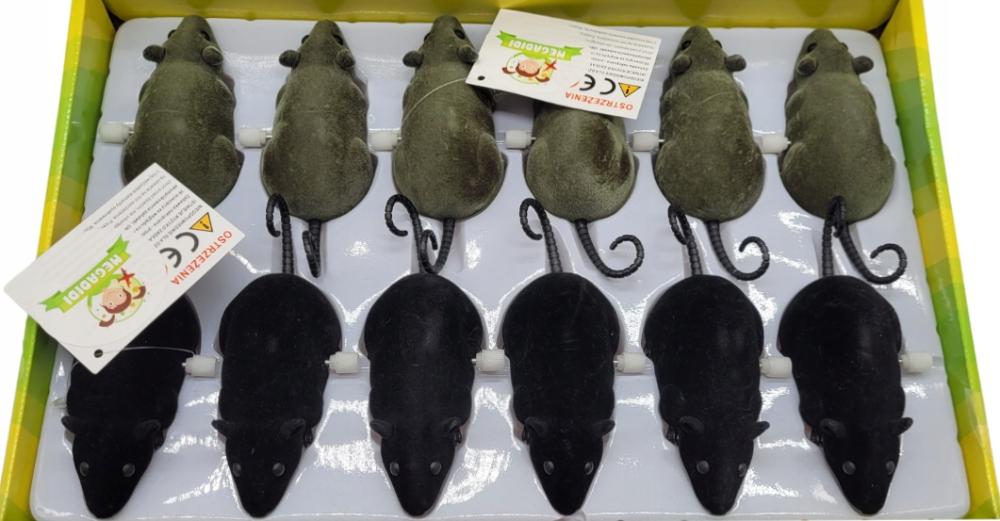 12 X Myszka Mysz Dla Kota Uciekająca 12Cm Czarna I Szara Oryginalny Display