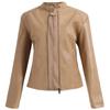 Cross-border European Size Women's Leather Jacket Women's Jacket Spring and Autumn Coat Women's Locomotive Clothing Large Size Stand-up Collar Leather