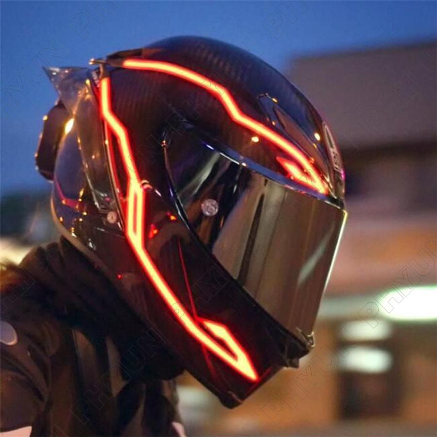Lumină de Noapte LED Motocicletă Semnalizare Călătorie Cască Kit Lumină Rece EL 3 Moduri Roșu