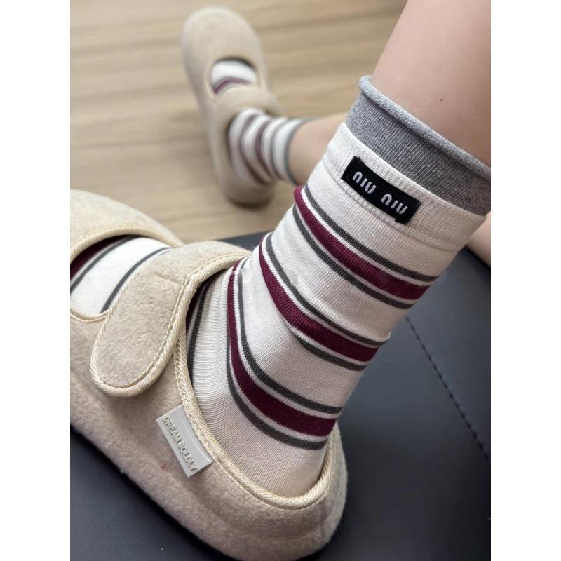 

Женские тонкие носки на весну и лето, новые, в полоску, с двойным воротником, из барабанного хлопкового трикотажа 1 pair