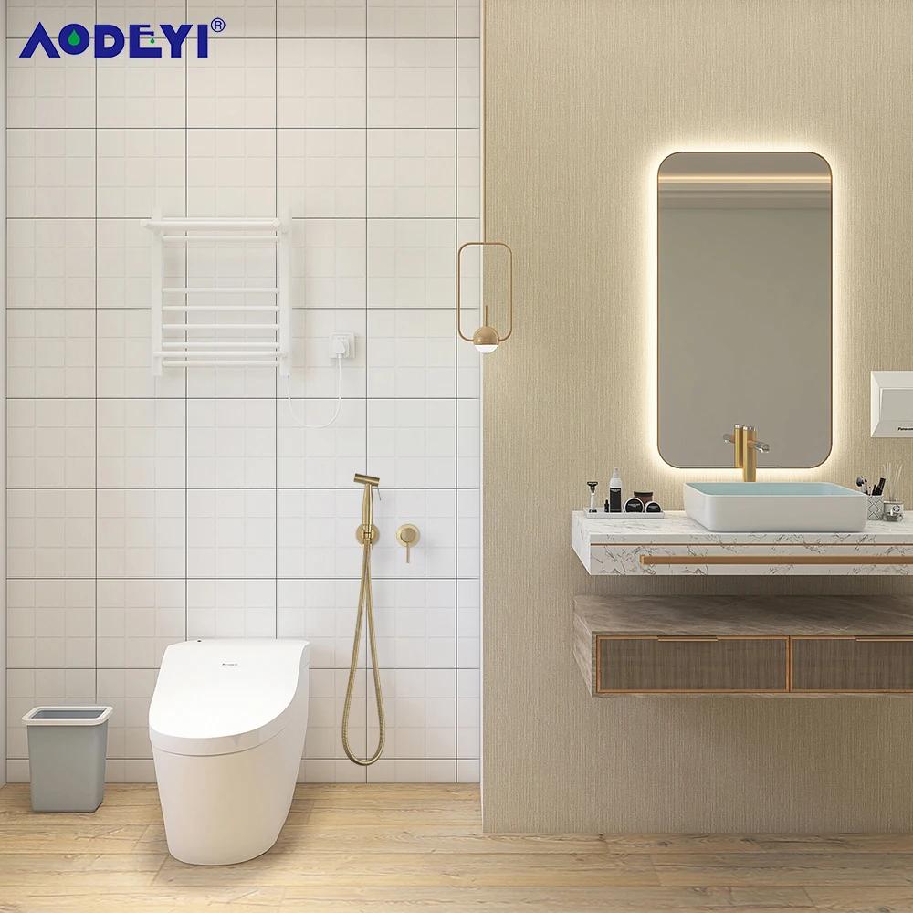 Handheld Bidet Sprayer Set For Toilet Brass Hot & Cold Hand Bidets Brushed Gold Bathroom Faucet Shower Head Self Cleaning Black