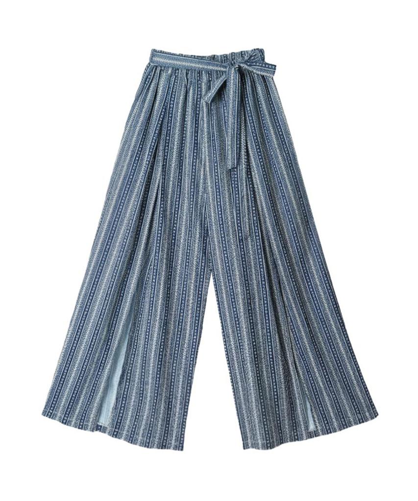 VIKINI VENDER Ethnic Slit Long Pants - Navy