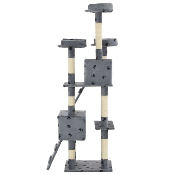 VidaXL Arbre à chat et griffoirs Sisal 170cm Empreintes de pattes Gris