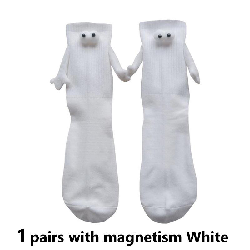 Alobee 1/2Pairs Harajuku Couple Cotton Sock Magnetic Suction Hand In Hand Socks Black White Unisex Holding Hands Long Socks