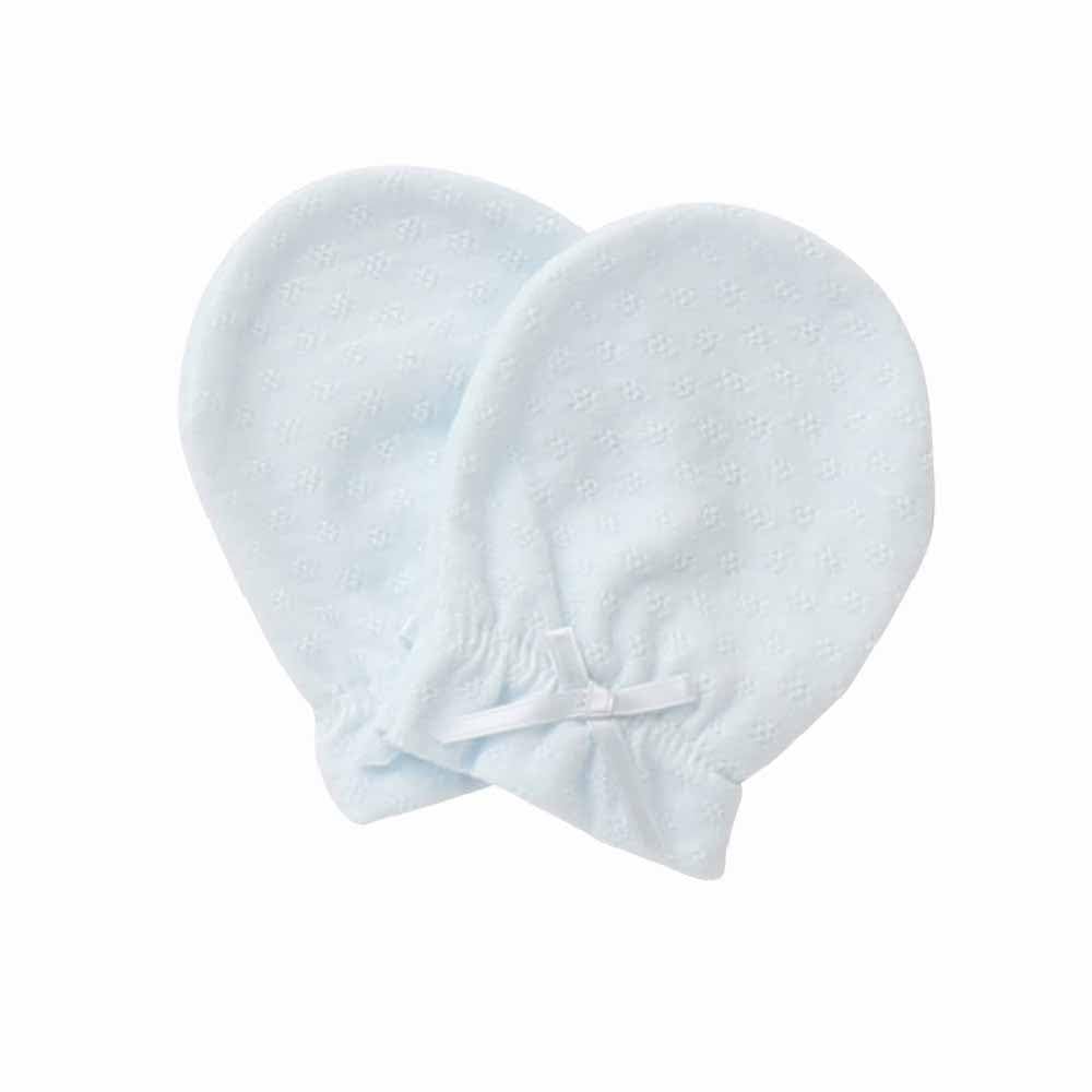 

Made in Japan Baby Jersey Tuck Jacquard with 64903 Mittens, Spring/Summer, Ribbon, (Blue) синий