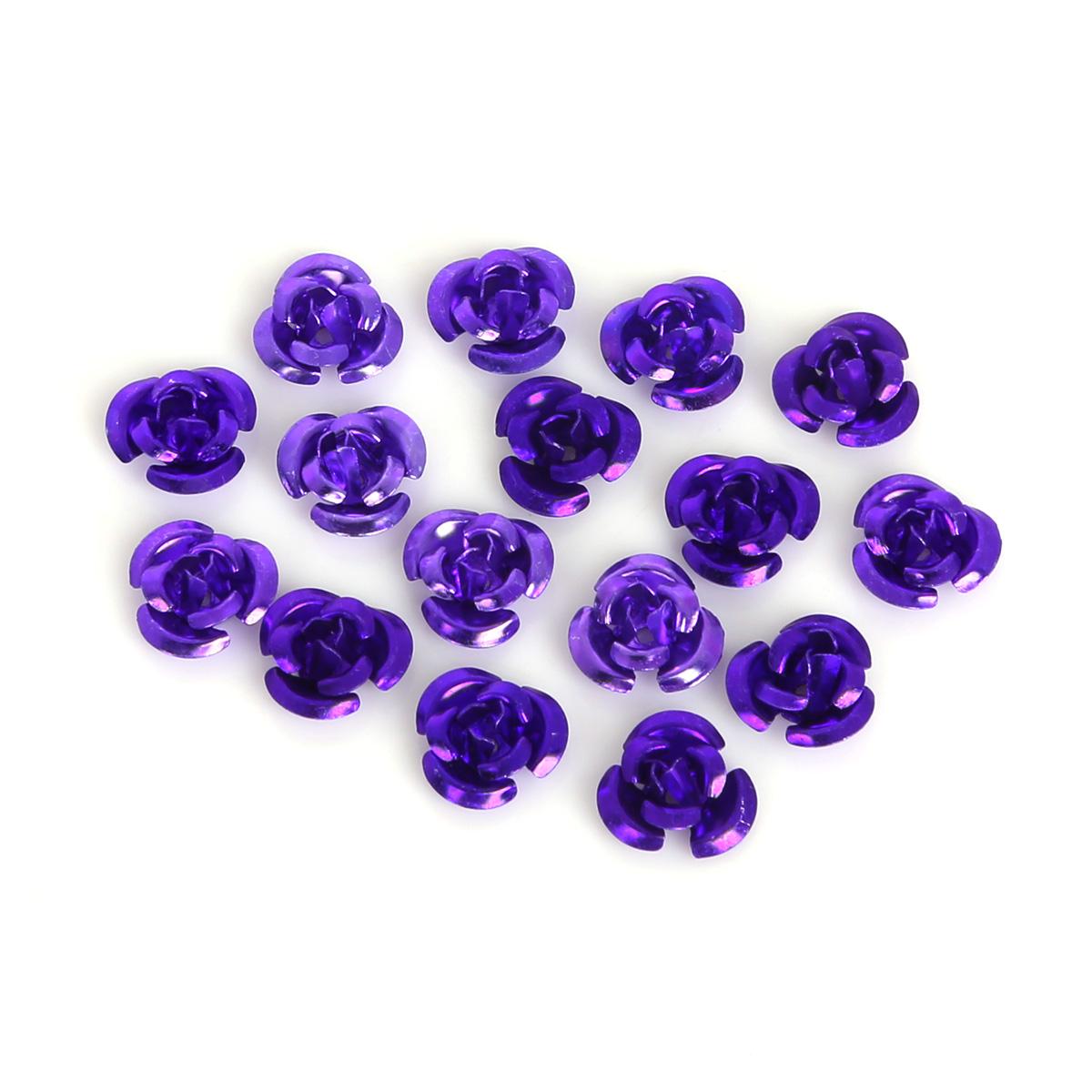 

100 шт., алюминиевые украшения в форме роз, производство, свадебная вечеринка, сделай сам, украшения, разноцветные бусины, украшение для дома 8mm глубокий/фиолетовый