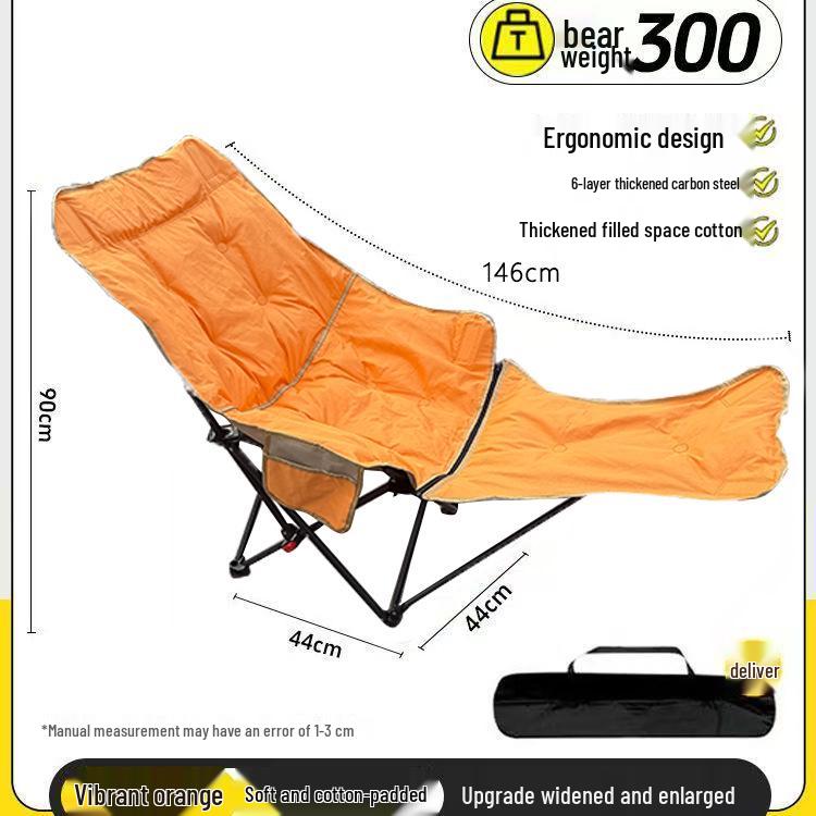 Outdoor Folding Recliner Chair with Leg Rest and 4-Position Adjustable Cotton Seat for Camping and Picnics