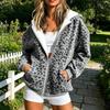 Damen Casual Kapuzen-Reißverschlussjacke mit Leopardenmuster für den Alltag