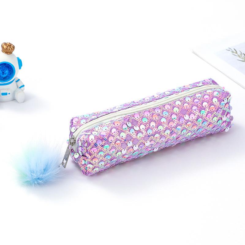 1Pc Beautiful Shiny Sequin Pencil Case for Office Stationery Storage Bag Desk Organizer Pen Pouch Cute School Supplies Portable
