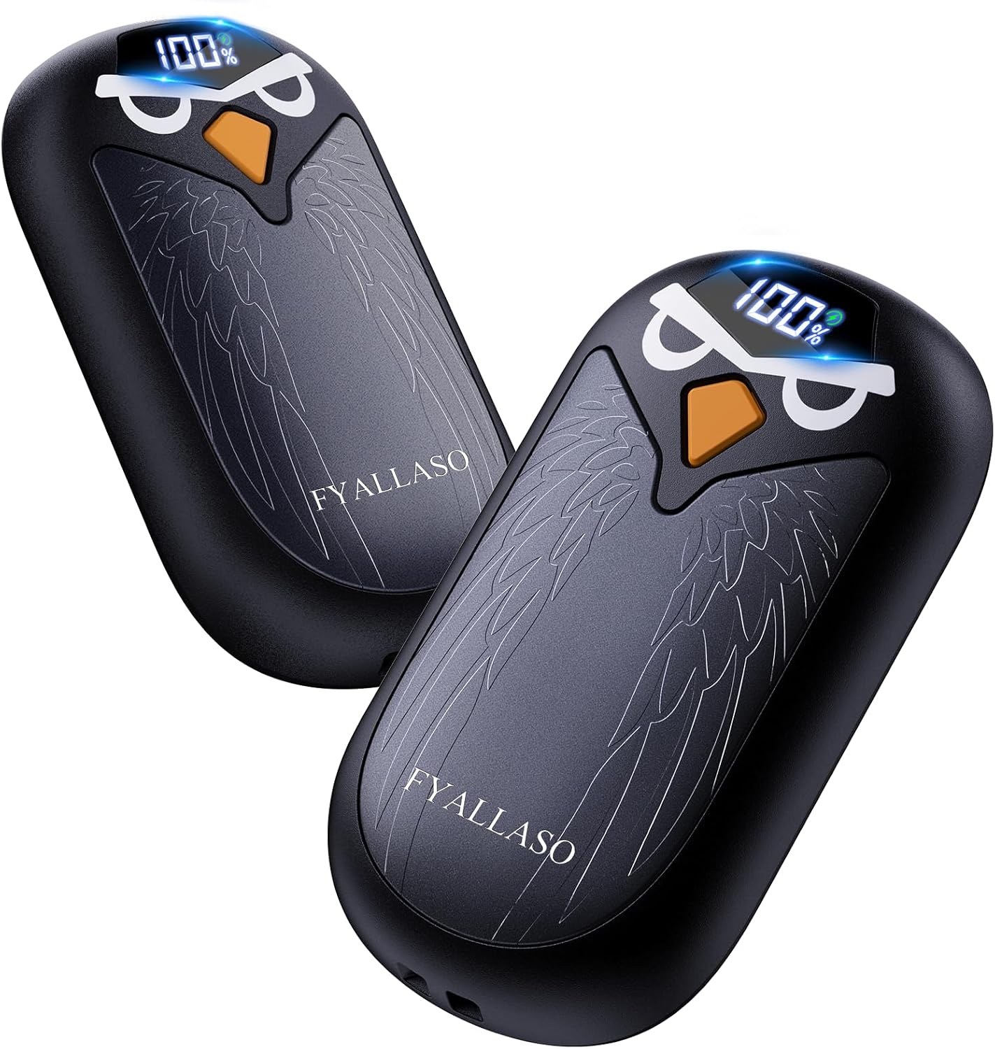 

Rechargeable Hand Warmers 2 Pack, Eagle Design with LED Temp Display, 4 Heat Settings Up to 127°F, Ideal for Outdoor Activities чёрный