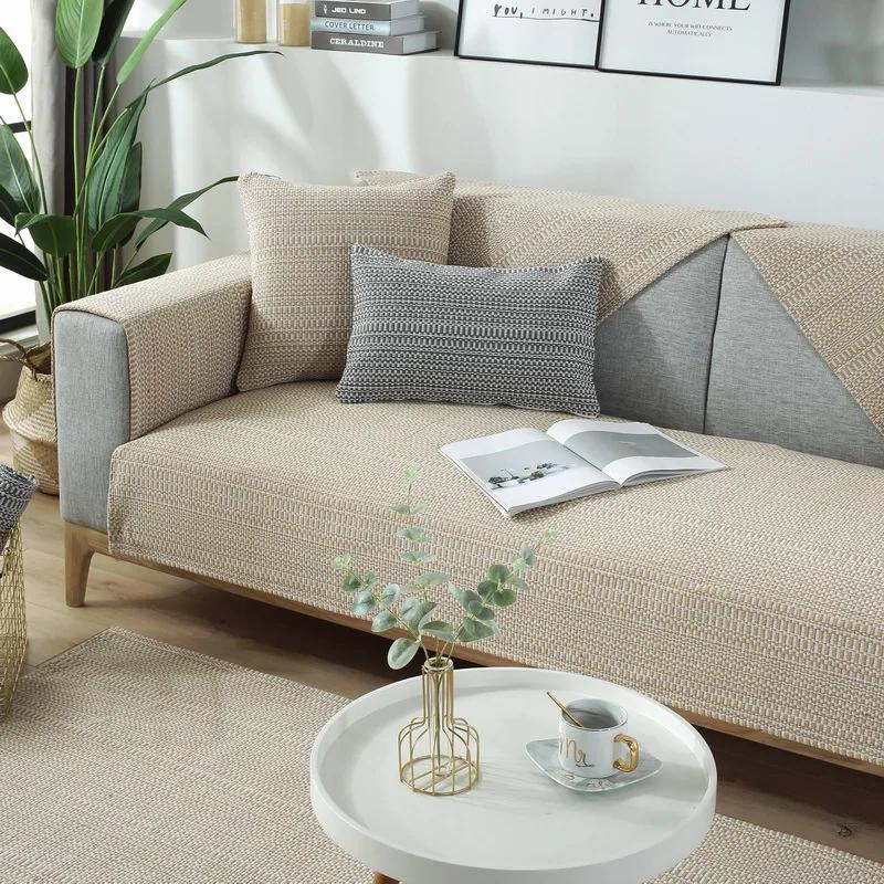 Полиэстер Хлопок Полосатый Чехол для Дивана Четыре Сезона Универсальный Гостиная Новый Утолщенный Нескользящий Чехол-Подушка для Дивана Домашний Пылезащитный Чехол 70x50cm 1pcs 2848₽