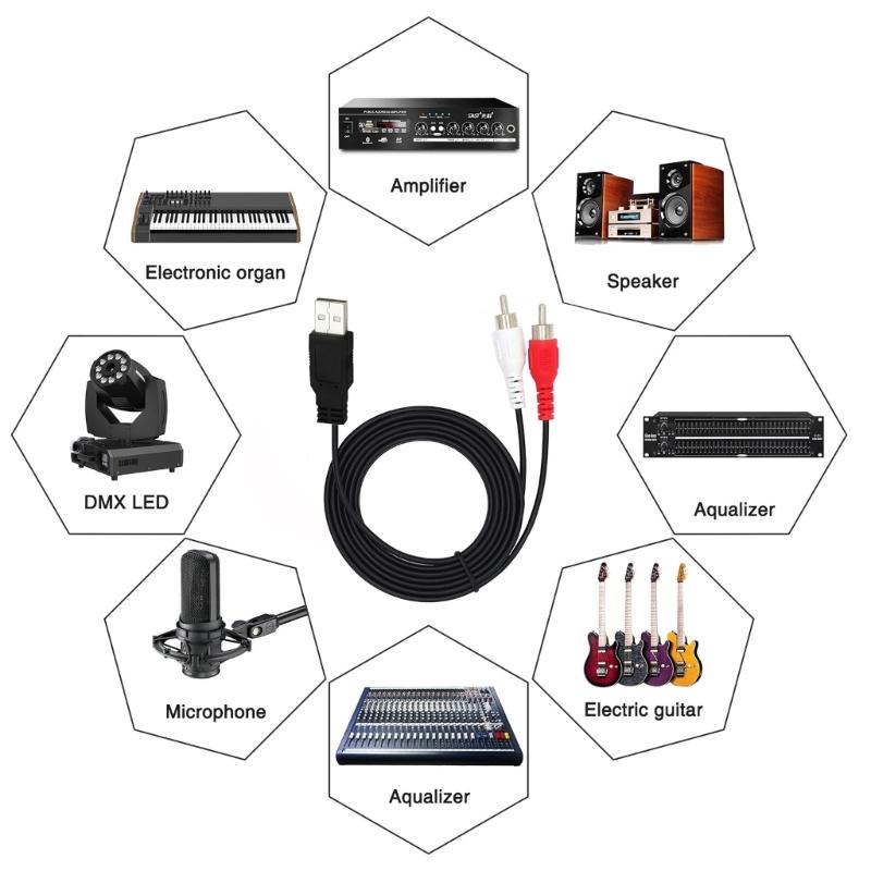 USB To 2RCA Composite Sound Video Converter Cable Accessories For Streaming Media Camcorder To PC/TV Sound Transfer 1.5m