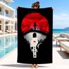 Anime Red Clouds On Black Background Beach Towel, Microfiber Beach Towel, Perfect For Pool, Beach, Travel, Home Decor Beach Party Fan Gifts