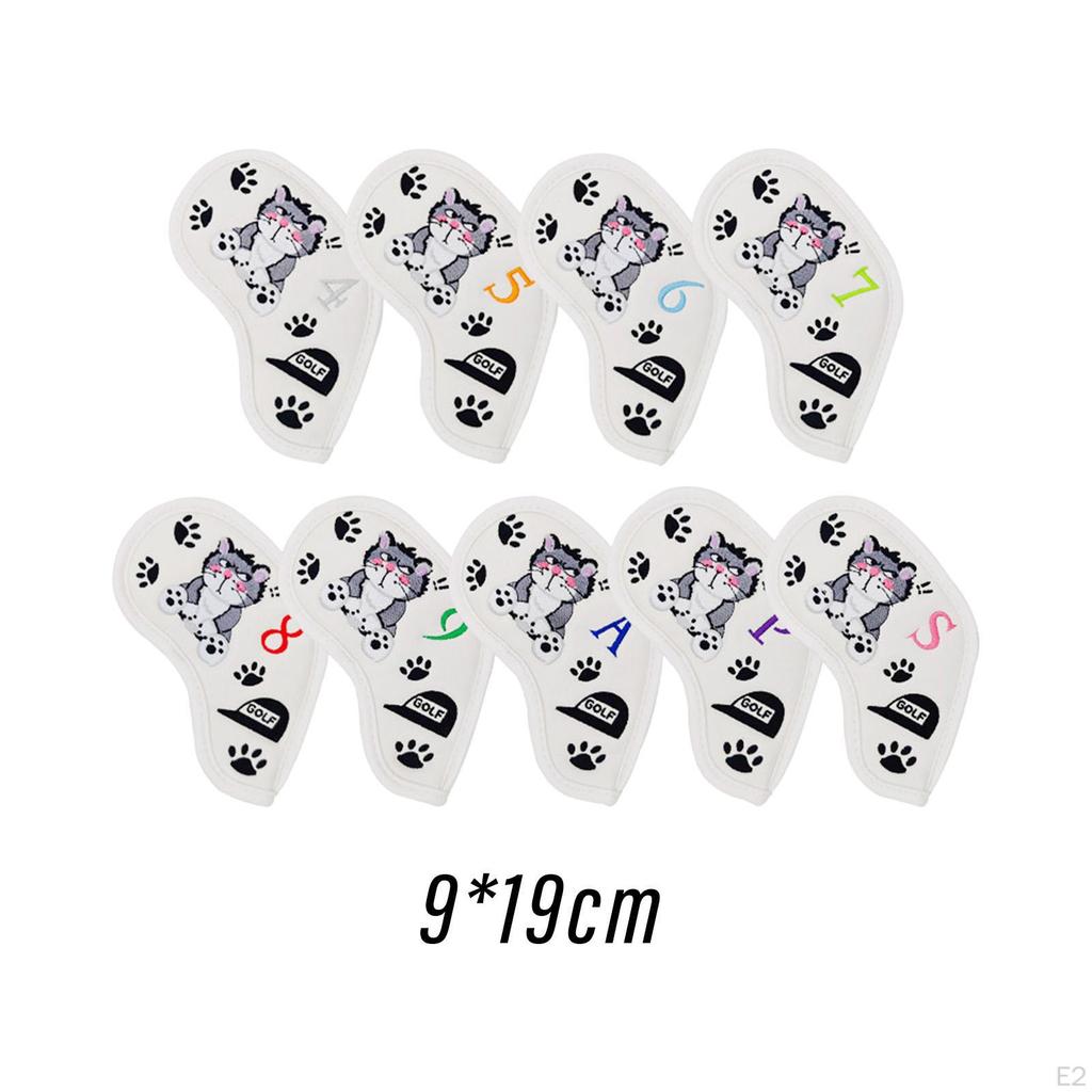 9Pcs PU Golf Iron Covers Set Outdoor Sports for Golfers Club Headcover