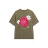 Lining Galsang Flowers Bloom Printed Round Neck Pullover Short Sleeve T-Shirt Unisex Tops Shadow-Grey Green AHST107-7