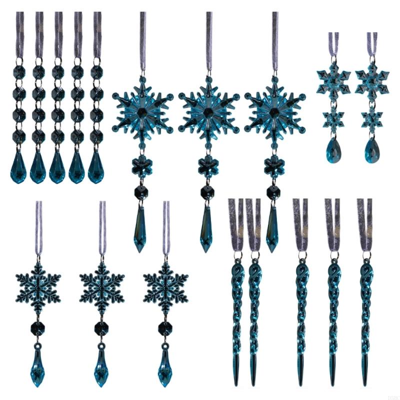 Pack Of 18 Crystal Acrylic Christmas Tree Hanging Snowflake For Holiday