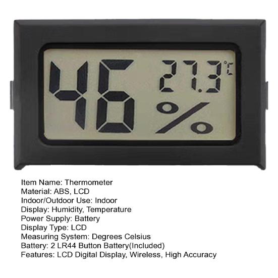 Mini Elektroniczny Termometr Higrometr Wyświetlacz LCD Wysoka Dokładność Termo-Higrometr Wewnętrzny Samochodowy Wnętrze Cyfrowy Miernik Wilgotności i Temperatury