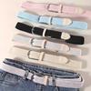 Kein Lochen farbiger Gürtel Damen vielseitiger Jeans Canvas Gürtel gewebt elastisch elastische Dornschließe Studenten fauler Stoffgürtel
