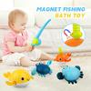 twoonto Baby Bath Toys, Wind Up Magnetic Fishing Games Toy with Fishing Net Floating Pool Bathtub Toys, Montessori Toys for Toddlers, Boys, Girls, 1 2