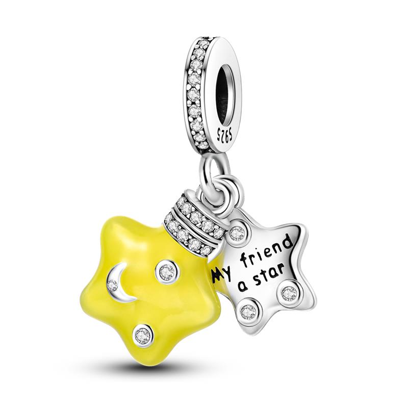 Copper Gemstone Universe Starry Sky Flower Gold Bead Pendant Suitable For Panoriginal Bracelet Diy Jewelry
