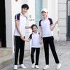 2021 Unisex Green Cotton Sportswear Set: Short Sleeve & Long Pants for Casual, Running, School, or Class Uniform