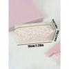 Fresh and Simple Pink Floral Print Pencil Case, Style Highly Attractive Desktop Stationery Storage Bag, Natural Style Cosmetic Bag
