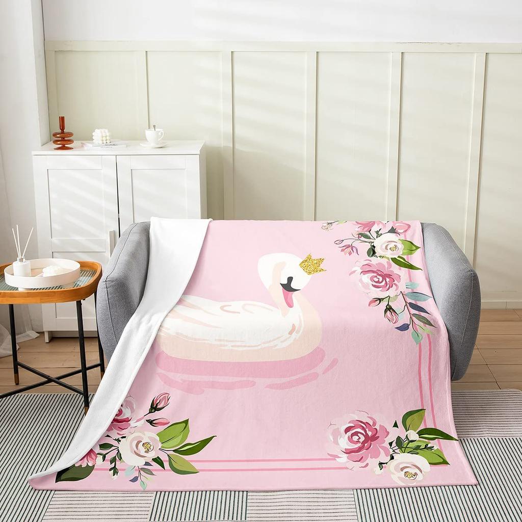 Love the Swan Princess Printed Blanket for Sofa Bed Travel Camping Living Room Office Conditioning Blanket for All Seasons Gifts