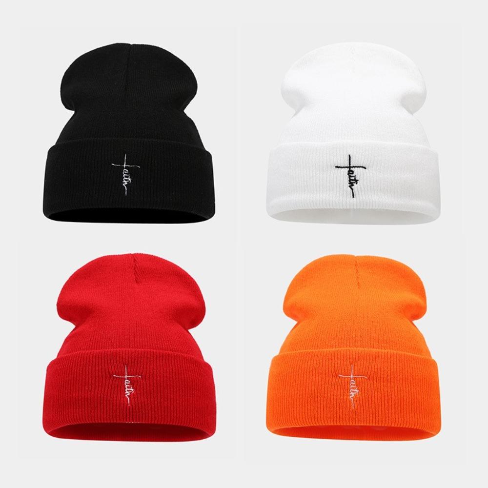 Embroidered Beanies Hats Cotton Knitted Hats Winter New Ear Protection Hat