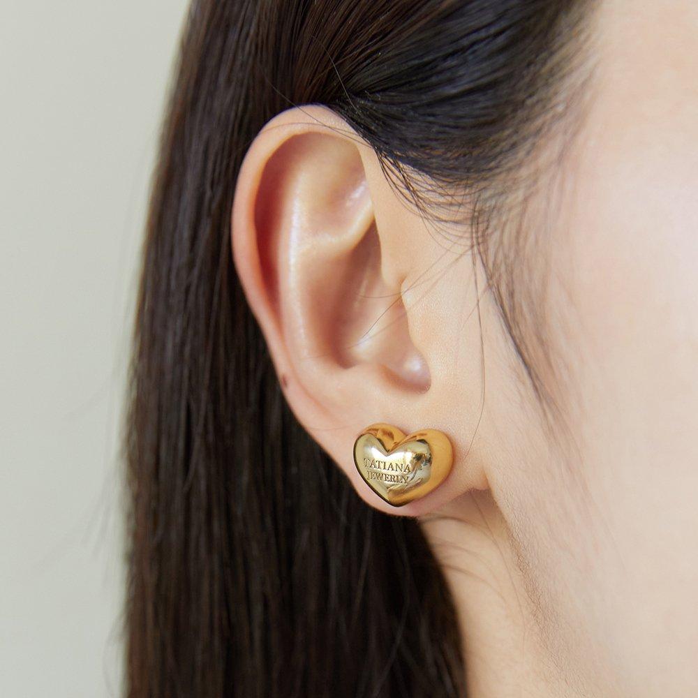(925 Silver) Great Heart Earrings Ec3021