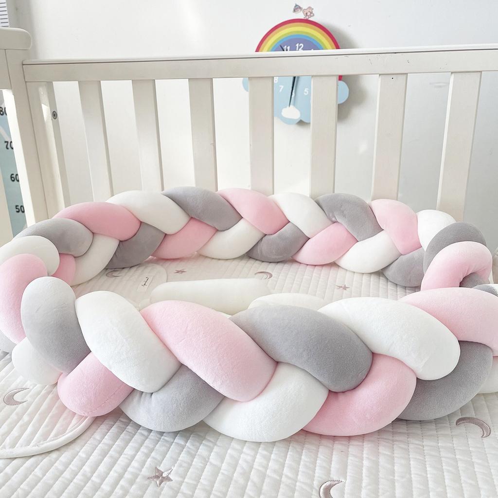 1M/2M/3M/4M  Baby Crib Bumper Protector Bed Braid Knot Cushion for Infant Kids Shares Toddler Baby Bed Bumpers in Crib Newborn