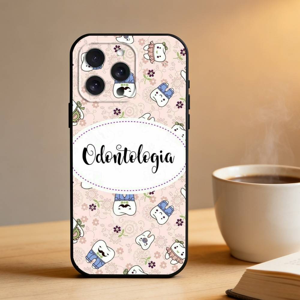 

Мультяшные Зубы Стоматолог Чехол для Телефона Для iPhone 16,15,14,13,12,17,Pro Max,Plus Силиконовый Черный Чехол iPhone14Plus
