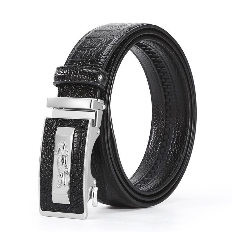 Classic Men'S Crocodile Belt Business Automatic Buckle Medium And Green Men'S High-End Cowhide Belt