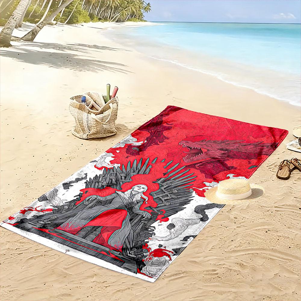 Dragon Throne Fantasy Design A Must-have Beach Towel for Beach Travel