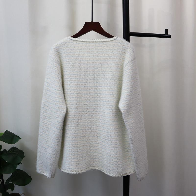 Imitation Mink Velvet Knitted Cardigan Autumn and Winter New Loose Design Sweater Jacket Women