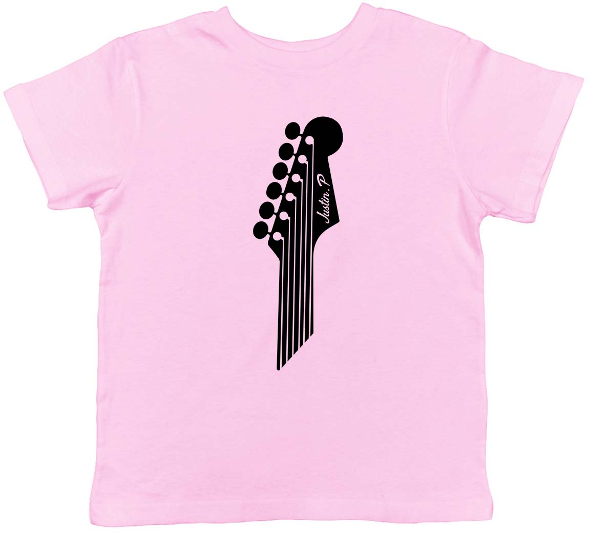 Personalised Eletric Guitar Headstock Childrens Kids T-Shirt Boys Girls 110