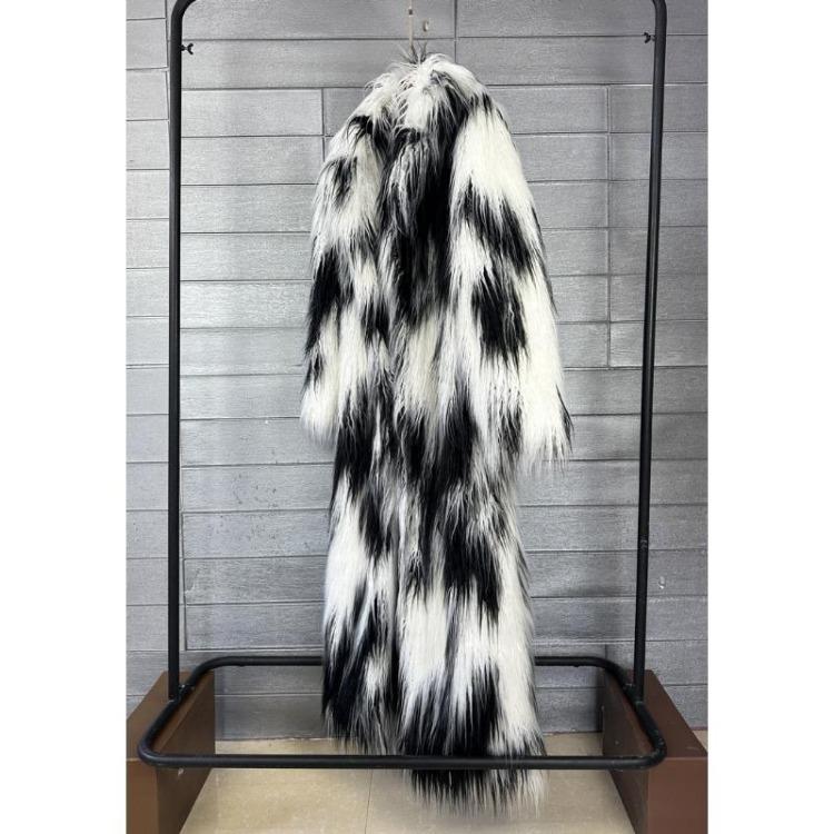 Winter Women's Imitation Fur Coat Fluffy Beach Wool Jacquard Colored Extended Suit Collar Jacket