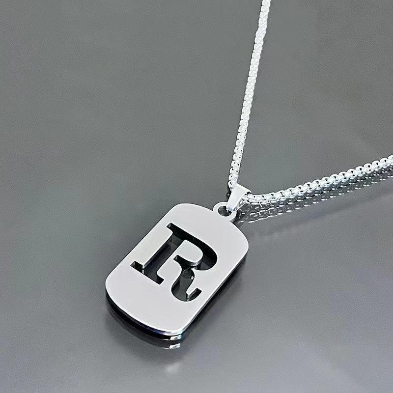 26 Letters English Titanium Steel Necklace Men'S And Women'S Versatile Sweater Sweater Chain Simple Fashion Collarbone Chain