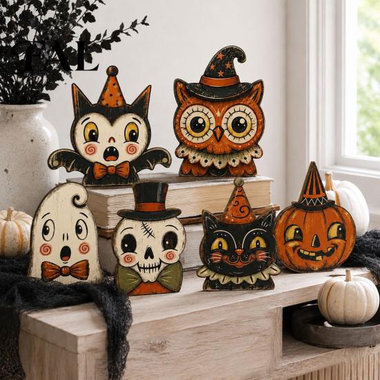 Halloween Tiered Tray Decorations Decorations, Wooden Tabletop Ornaments, Vintage Centerpiece Table Centerpieces for Home Kitchen