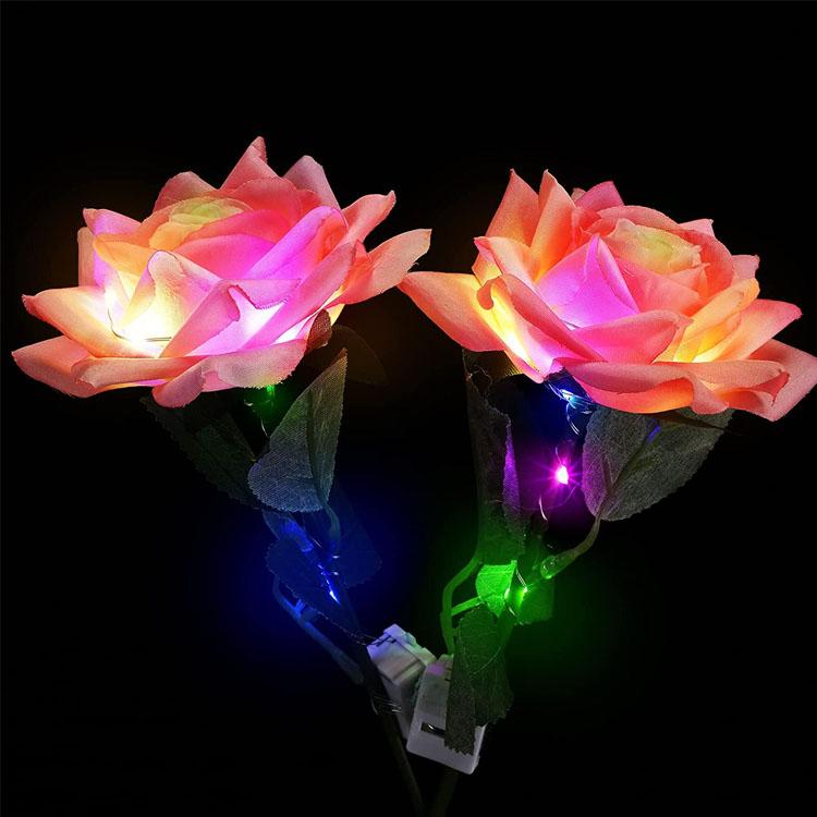 10pcs Artificial Rose Flowers With Led Light for Wedding Bride Bouquet Party Decor USA UK