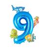 5pcs Mini Sea Animals Balloons Set 40inch Blue Number 0-9 Balloon Octopus Seahorse Fish Foil Balloons Birthday Party Decoration