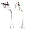 Solar Powered Outdoor Decor Kingfisher Garden Stake Light, Metal Bird Yard Art with Hanging Lantern, Auto-On Retro Hollow Lanterns LED Waterproof