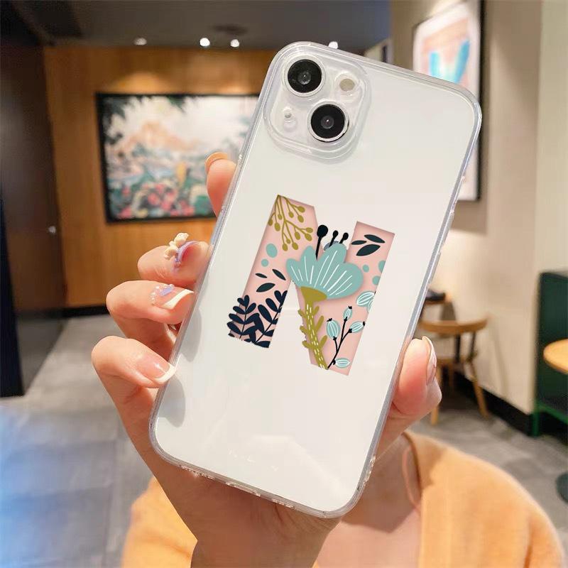 Fashion Letter Flowers Art Luxury Transparent Soft Phone Case For iPhone 15 14 13 12 11 Pro Max XS X XR 7 8 Plus Cover Fundas