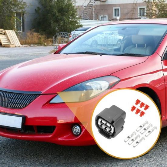 6 Pin Front Headlight Connector Plug Single for Toyota Plastic Gray
