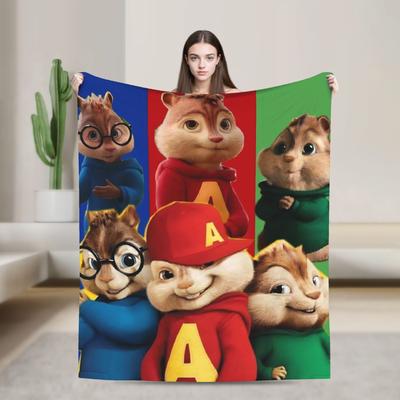 Super Soft Alvin and the Chipmunks Throw Blanket Premium Flannel Fleece Lightweight Bed Blanket Warm Plush Blankets All Season