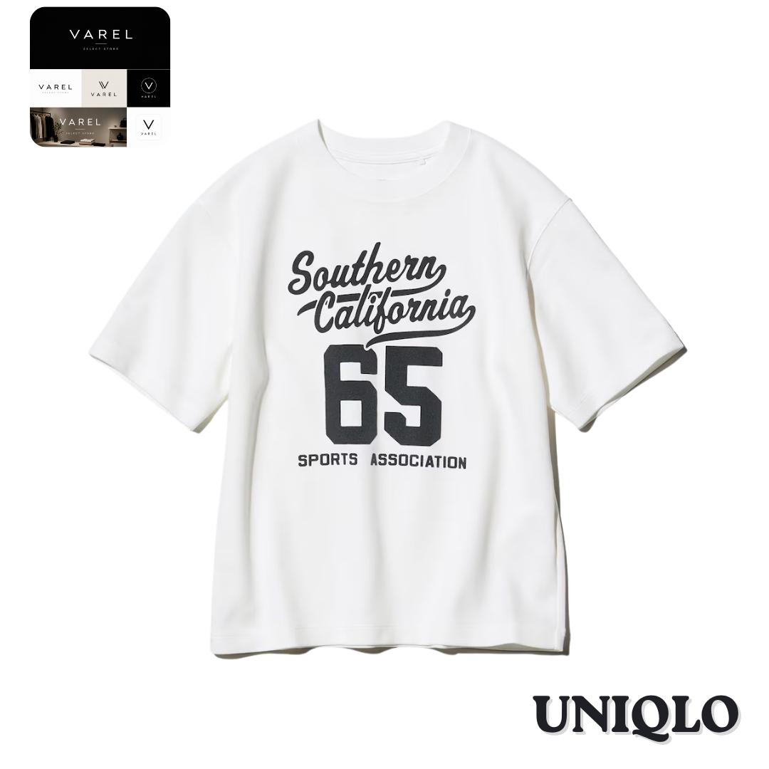 UNIQLO 483414 AIRism Cotton Graphic Crew Neck T-Shirt OFF WHITE Kids Japan 110 покинуть белый