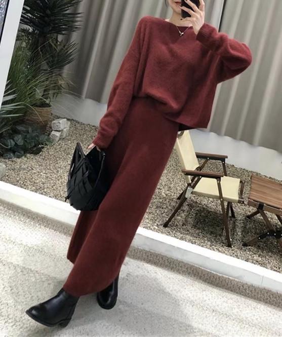 Schlauchrock Strickpullover Zweiteiler