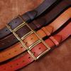 Retro Style Belt American Hand-Frosted Men'S Belt First Layer Pure Cowhide Copper Buckle Jeans Genuine Leather Belt