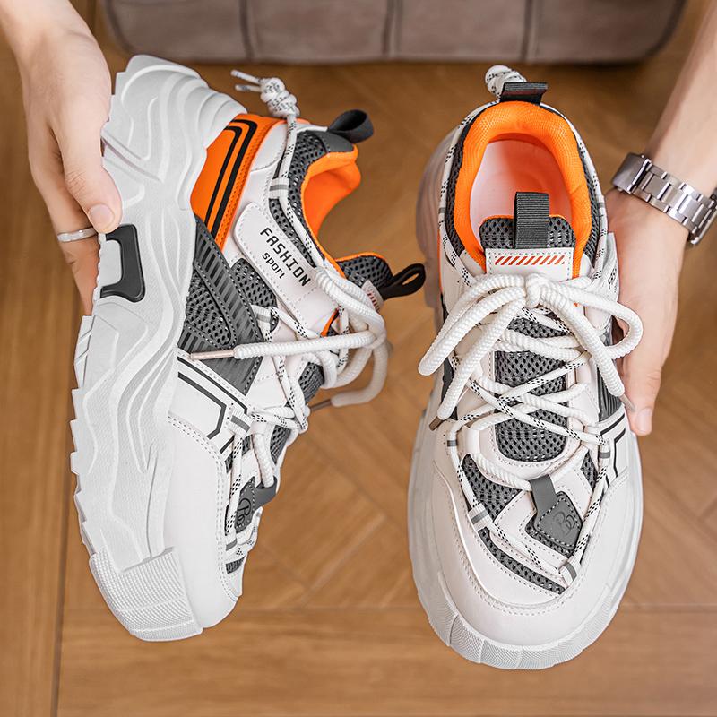 New Fashion Men 's Four Seasons Comfortable Thick Sole Shoes Students BoysTrending Soft Sole Breathable Casual Running Sneakers